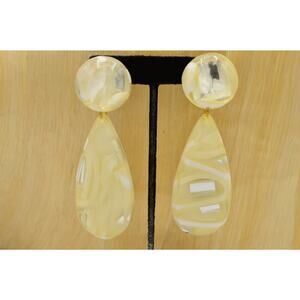 Kaso Vintage Clip Earrings Frosted Mirror Lucite Dangle Signed 80s RARE BinZ